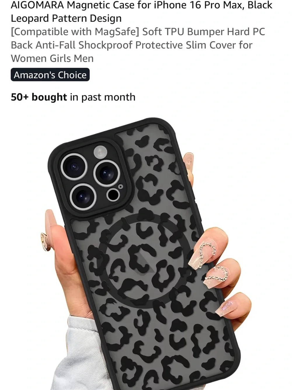 NEW in packaging iPhone 16 Pro Max black leopard design case